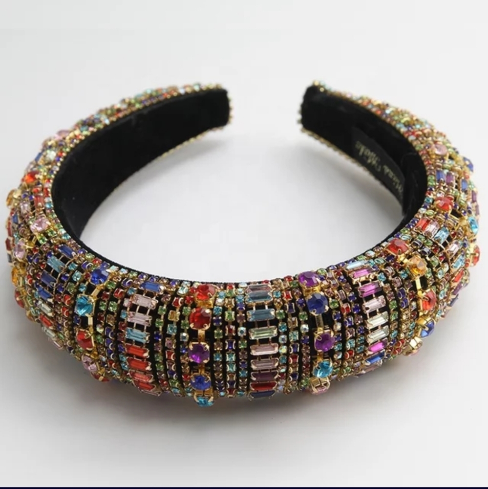 Padded Rhinestone Crystal headband,Baroque luxury